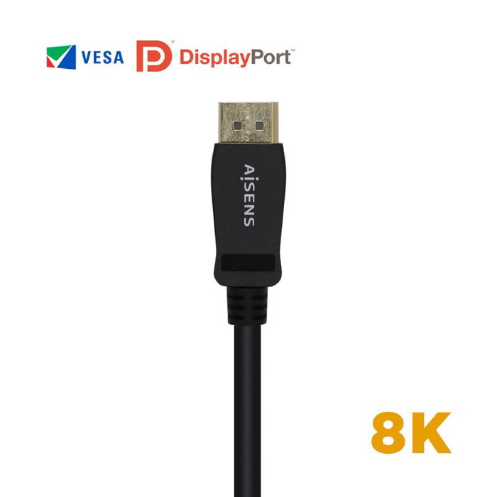 Aisens Cable DisplayPort 1.4 Certificado 8K 60Hz 1m Negro